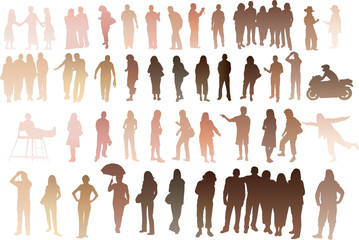 Silhouette of people with all skintones