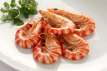 boiled tiger prawns