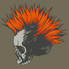 vector illustration with punk skull