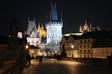 Prague Castle with Charles Bridge in the Night