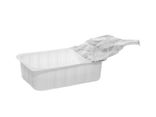 Plastic food container isolated on the white background