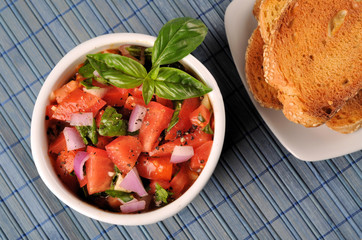 Italian tomato salsa with toast bruschetta