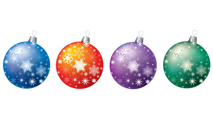 Colored balls with snowflakes.