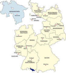Karte Bundesrepublik Deutschland, Niedersachsen freigestellt