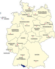Fototapeta na wymiar Karte Bundesrepublik Deutschland, Bremen freigestellt