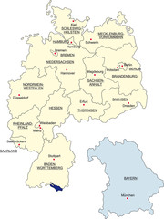Karte Bundesrepublik Deutschland, Bayern freigestellt