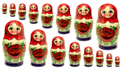 A stock photograph of a set of Russian Dolls.