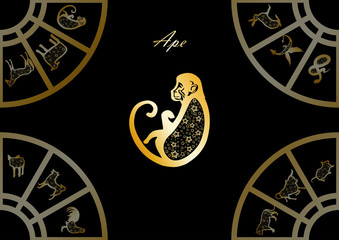 Golden chinese horoscope. Ape