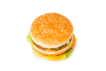 Double cheeseburger isolated on the white