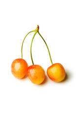 Cherries isolated on the white background
