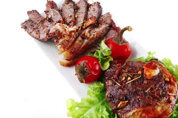 roast slices served on plate