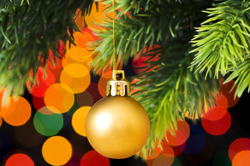 Christmas decoration and blurred lights at background