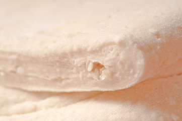 dough on  wooden board.