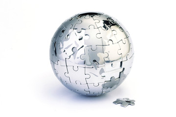 Globe puzzle isolated on white