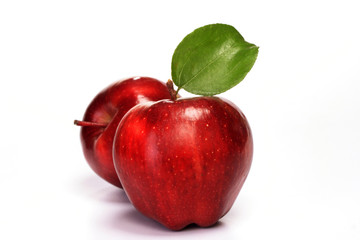 Red delicious apples on white