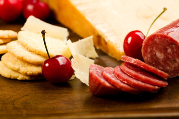 Parmesan shortbread biscuits and salami