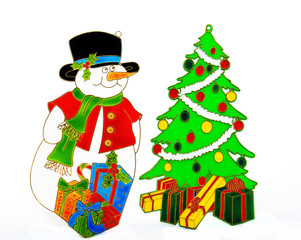 backlit Christmas window or tree decorations