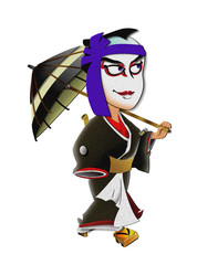 Obraz premium 歌舞伎ー助六のキャラクター（貼り絵風）001