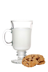 Glass Of Milk And Cookies Focus On Mug