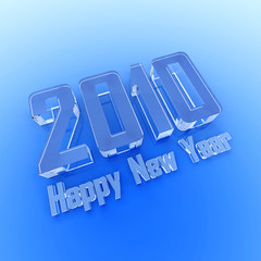 Happy New Year 2010 the ice text on a blue background