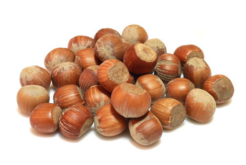 nocciole su sfondo bianco