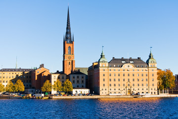 Old city church on water