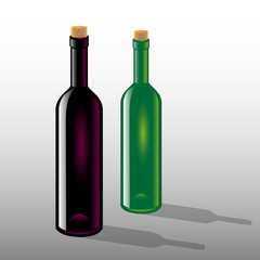 Bottles of red and white wine