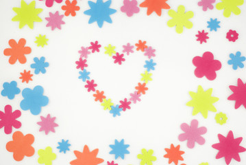 Colorful Flower Shapes and Heart Design Background
