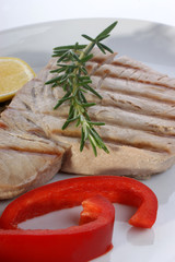 tuna steak with red paprika and rosemary