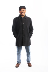 Full body isolated adult hispanic middle age man