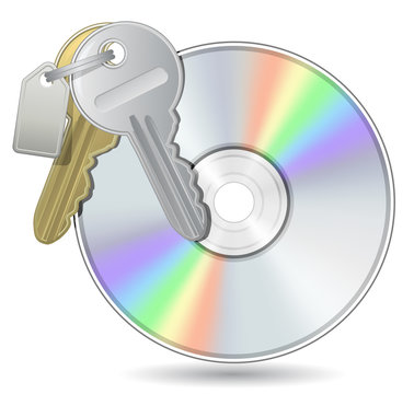 recommend clip art: Compact Disk with Bunch of keys. DVD, CD, Blue-Ray Disk.