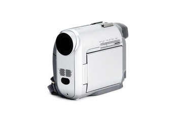 Compact video camera isolated over white