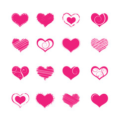 set of heart shaped symbols, vector illustration