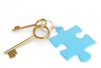 Two 3d golden keys with label