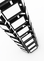 Media tower with empty screens isolated on white