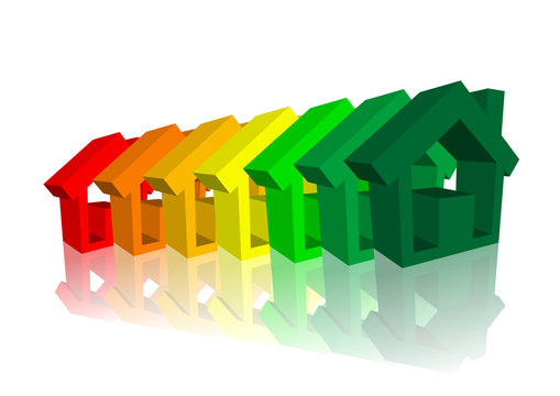"How energy efficient is your home?" (house - label - vector)