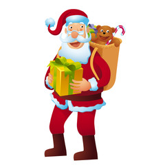 Santa Claus with gifts and sack