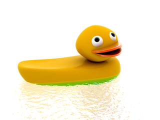 Classic Squeak Toy Rubber Ducky isolated on water