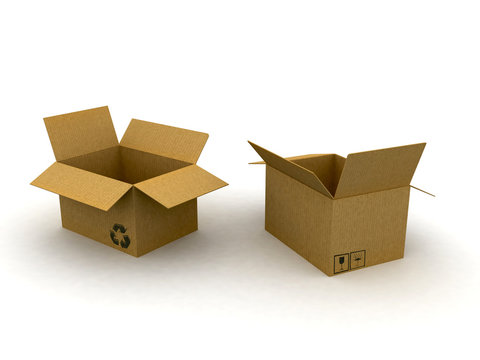 3d cardboard box isolated with symbol