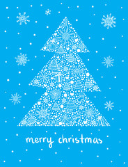 christmas tree on blue