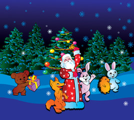 Santa Claus with animals.