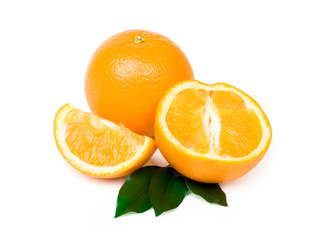 Several oranges on white background