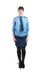 Fototapeta premium woman in uniform over white