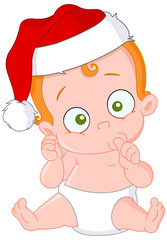 Cute redhead baby with Santa hat