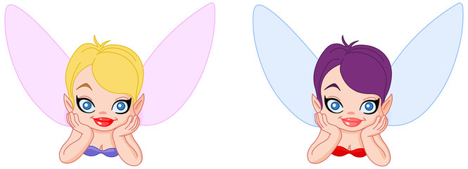 Beautiful fairy lying frontal in two different color versions