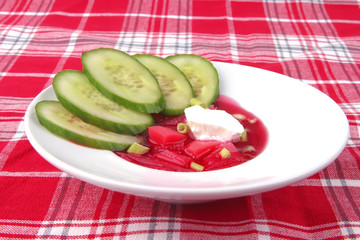 red vegetable soup with spoon