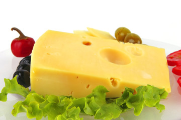 cheese and vegetables on dish