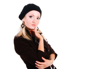 Beautiful blond girl in jacket