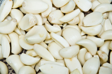 Background with a group of garlic coles