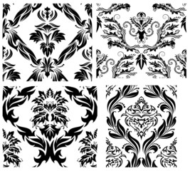 damask seamless patterns set